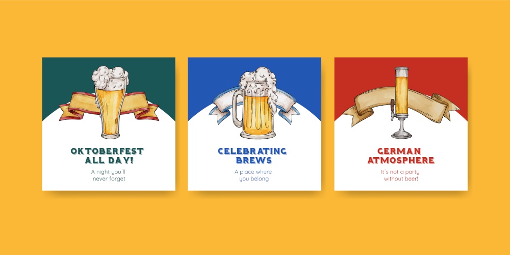 Banner template with oktoberfest festive concept,watercolor style