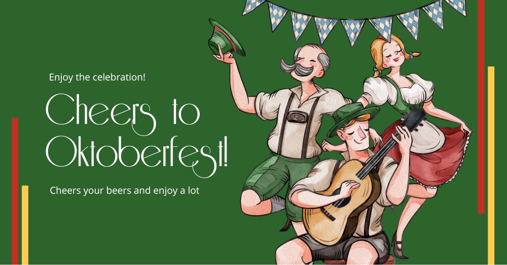 Facebook ads template with oktoberfest festive concept,watercolor style