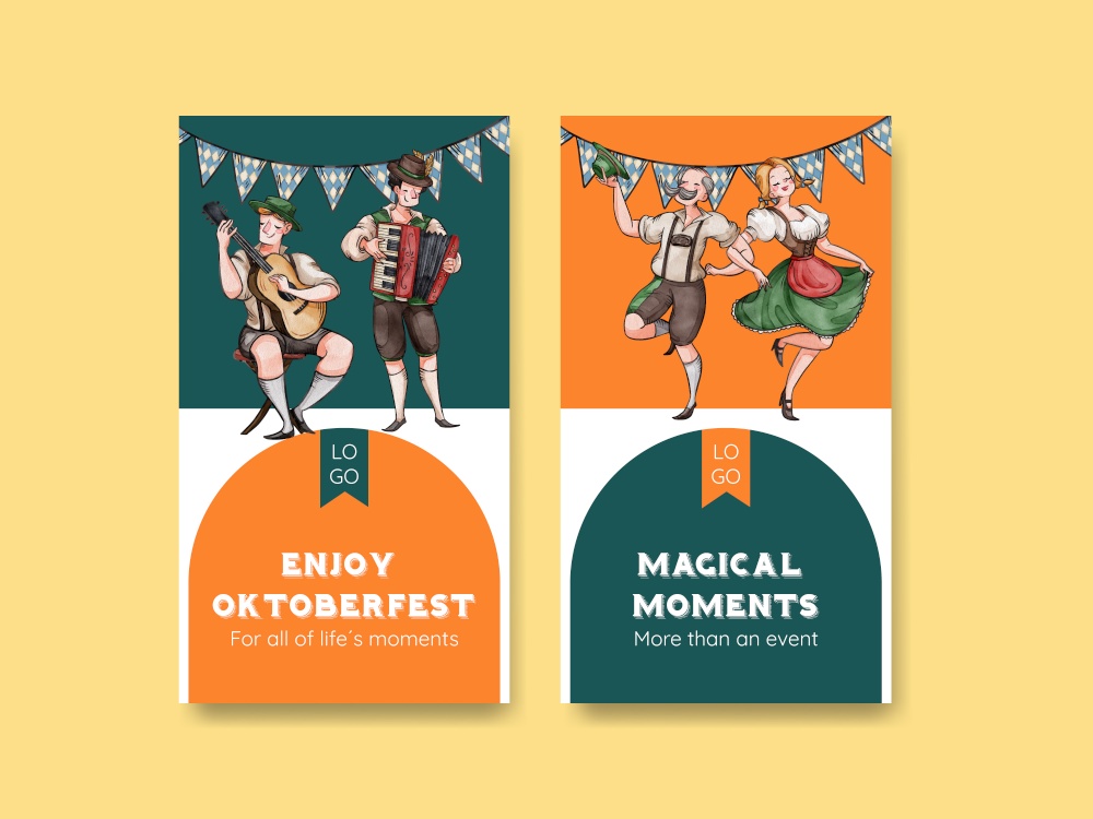 Instagram template with oktoberfest festive concept,watercolor style