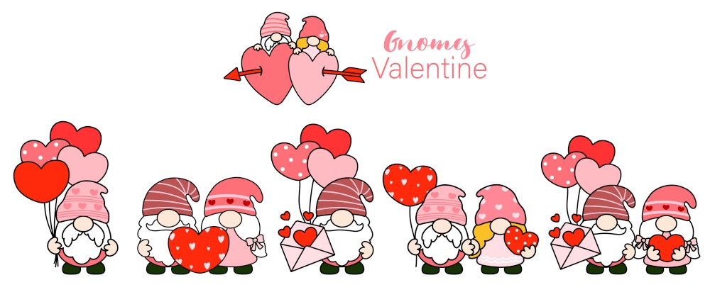 Gnomes Valentine&rsquo;s day Clipart, Gnomes Love