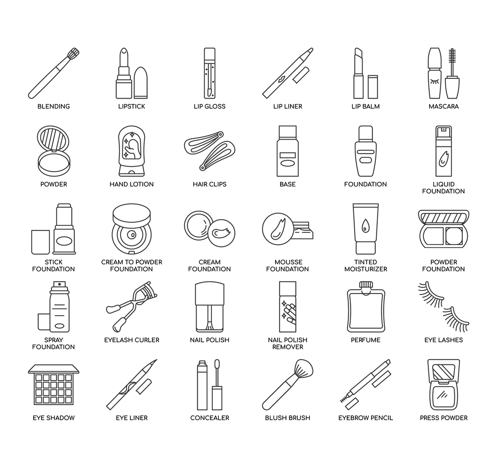 Set of cosmetics thin line icons for any web and app project.