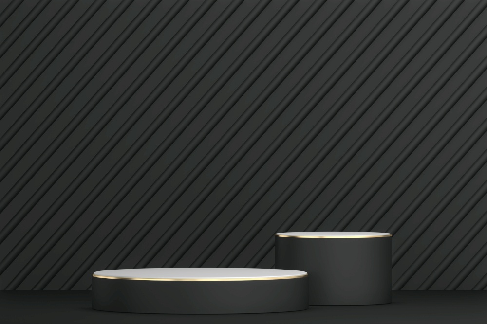 Black podium on background minimal design. 3D rendering
