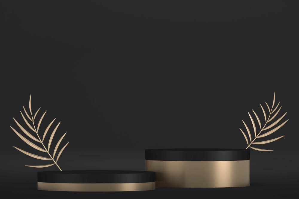 black stage podium for products decoration suitable .3D rendering