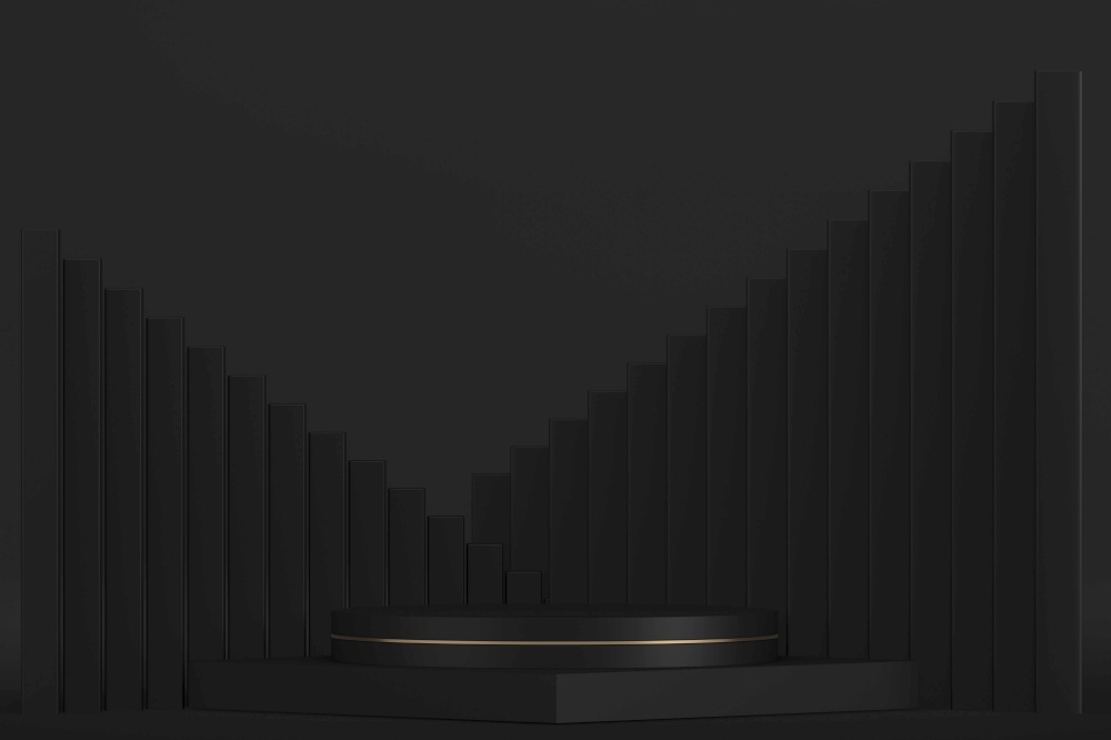 black stage podium for products decoration suitable .3D rendering