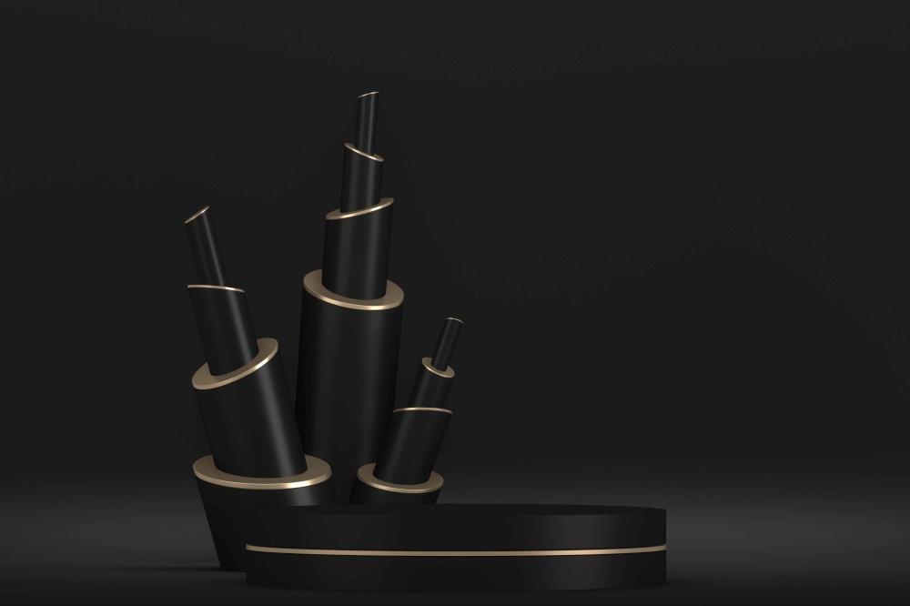 black stage podium decoration suitable for products.3D rendering