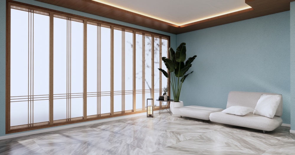Beautiful, Mint tropical-style room, the rooms and the light shines from the sun into the room.3d rendering