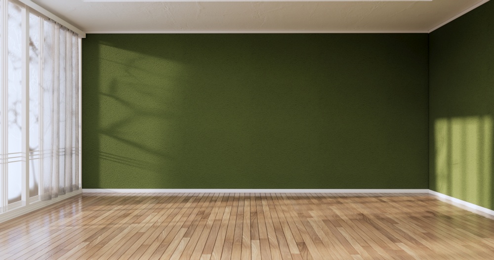 Cleaning room, Modern room empty green wall on tiles floor. 3D rendering