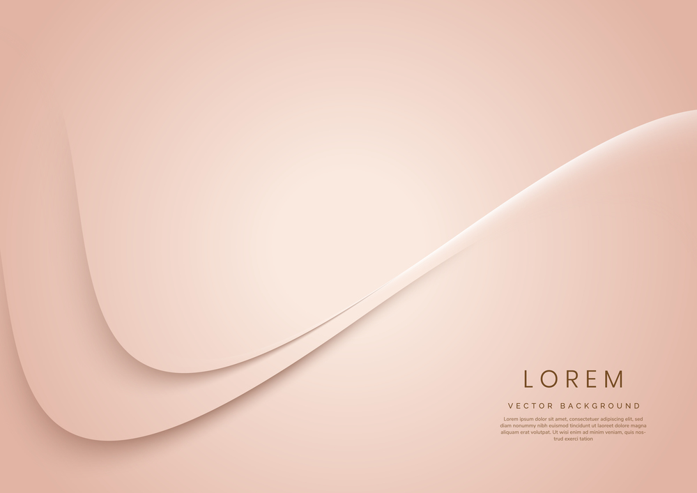 Abstract 3d rose gold curved background with copy space for text. Luxury style template design. Vector illustration