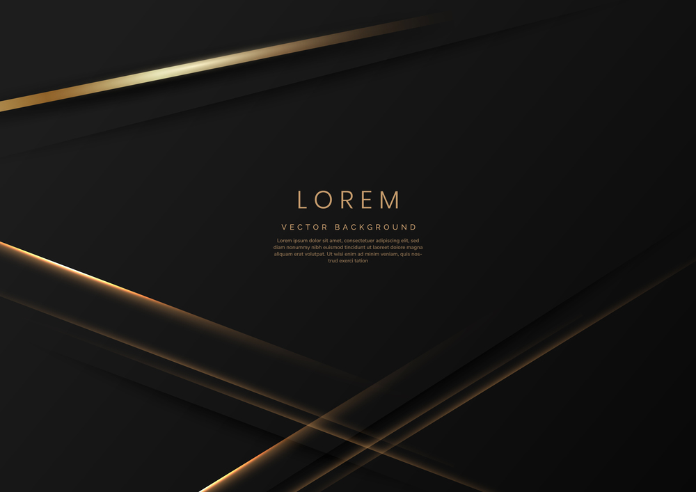Abstract elegant gold lines diagonal on black background. Luxury style with copy space for text. Vector illustration