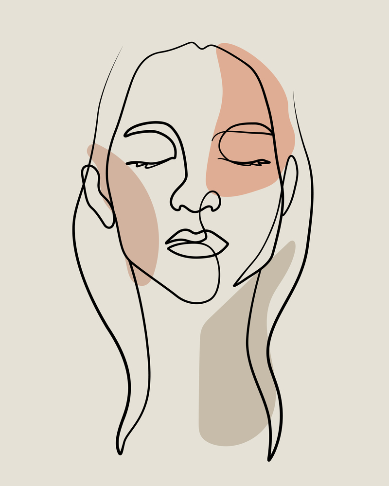 woman facial line art vector for decoration, poster, card