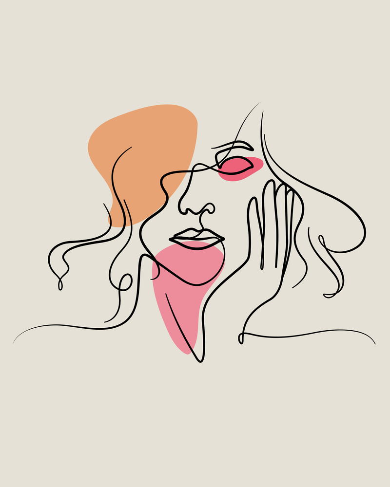 woman face drawing in flourish style. aesthetic line art for decoration, background, poster. vector illustration