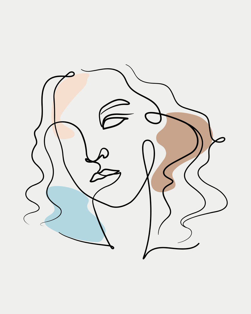 abstract woman face line art vector for decoration, background, poster, etc. Flourish style. One line drawing