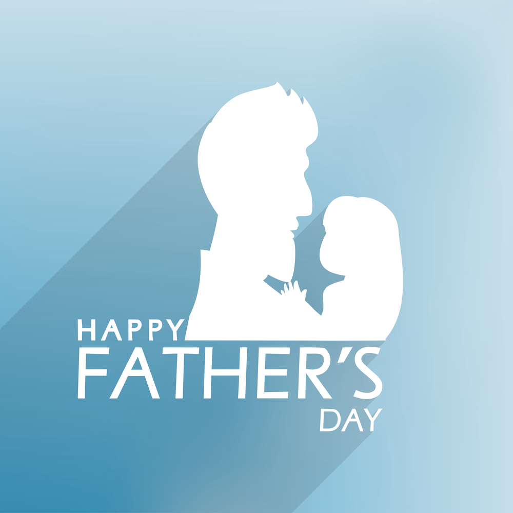 Father holding daughter in his arms, father&rsquo;s day. White silhouette.