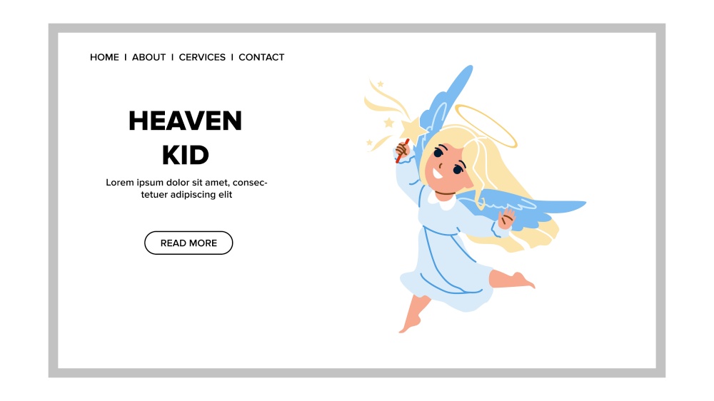 Heaven Kid Cute Girl With Wings And Halo Vector. Heaven Kid With Magic Stick In Star Form. Beautiful And Magical Character Mischievous Little Angel Child Web Flat Cartoon Illustration. Heaven Kid Cute Girl With Wings And Halo Vector