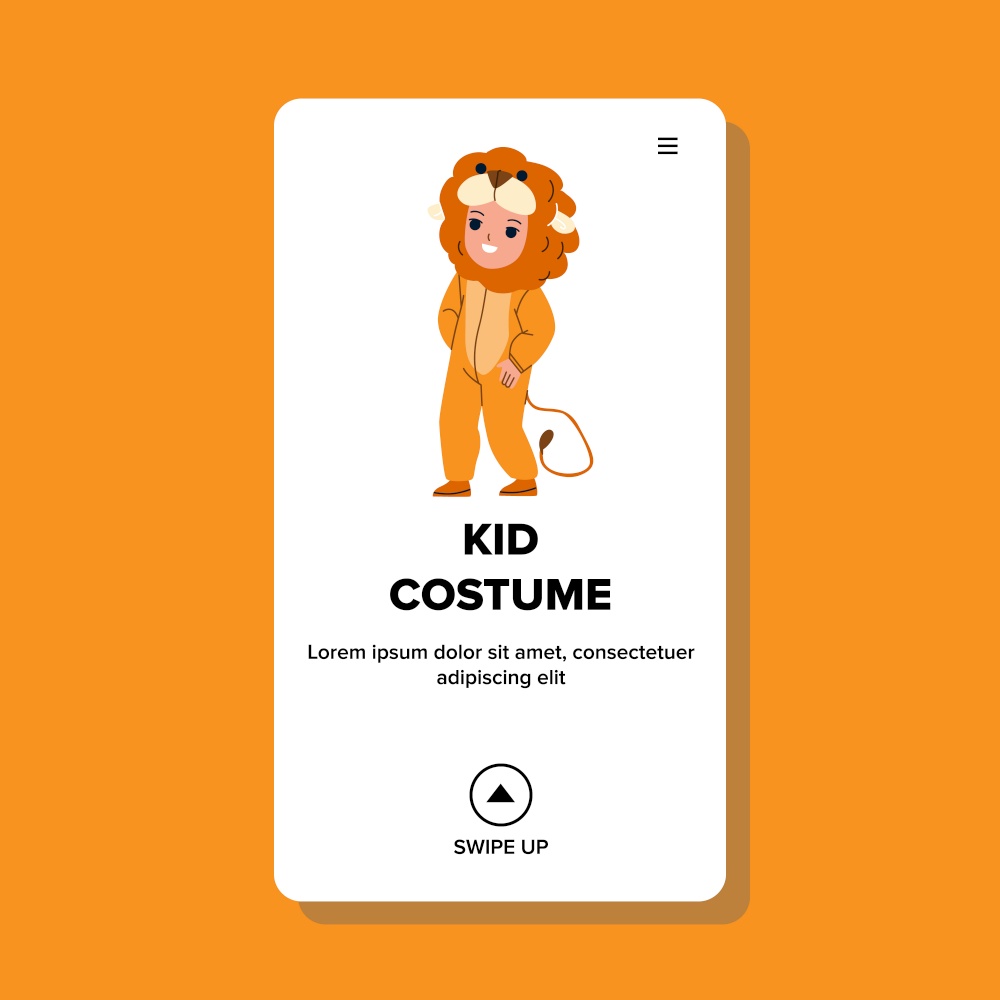 Kid Costume Wearing Little Preschool Boy Vector. Lion Animal Comfortable Kid Costume Wear Child For Sleeping Or Festival Party. Character In Carnival Suit Or Funny Pajama Web Flat Cartoon Illustration. Kid Costume Wearing Little Preschool Boy Vector