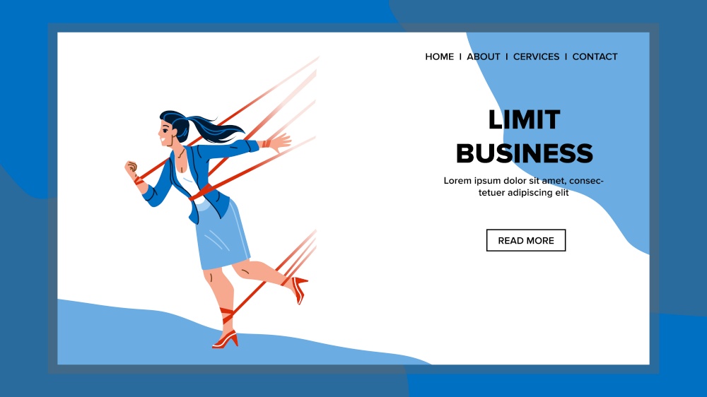 Limit Business Problem Feel Businesswoman Vector. Limit Business And Earning Money, Young Woman Occupation And Career. Character Lady Challenge And Motivation Web Flat Cartoon Illustration. Limit Business Problem Feel Businesswoman Vector