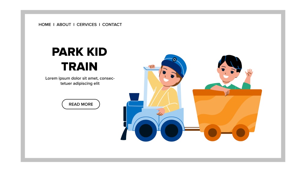 Park Kid Train Riding Boys Togetherness Vector. Boys Children Park Kid Train Ride And Resting Excursion. Characters Resting And Travel On Locomotive Transport Web Flat Cartoon Illustration. Park Kid Train Riding Boys Togetherness Vector