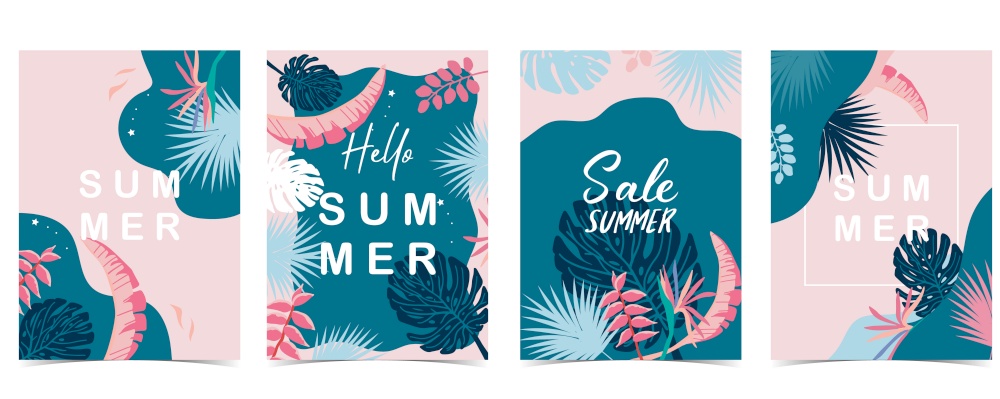 summer sale background with Bird of Paradise palm and jungle