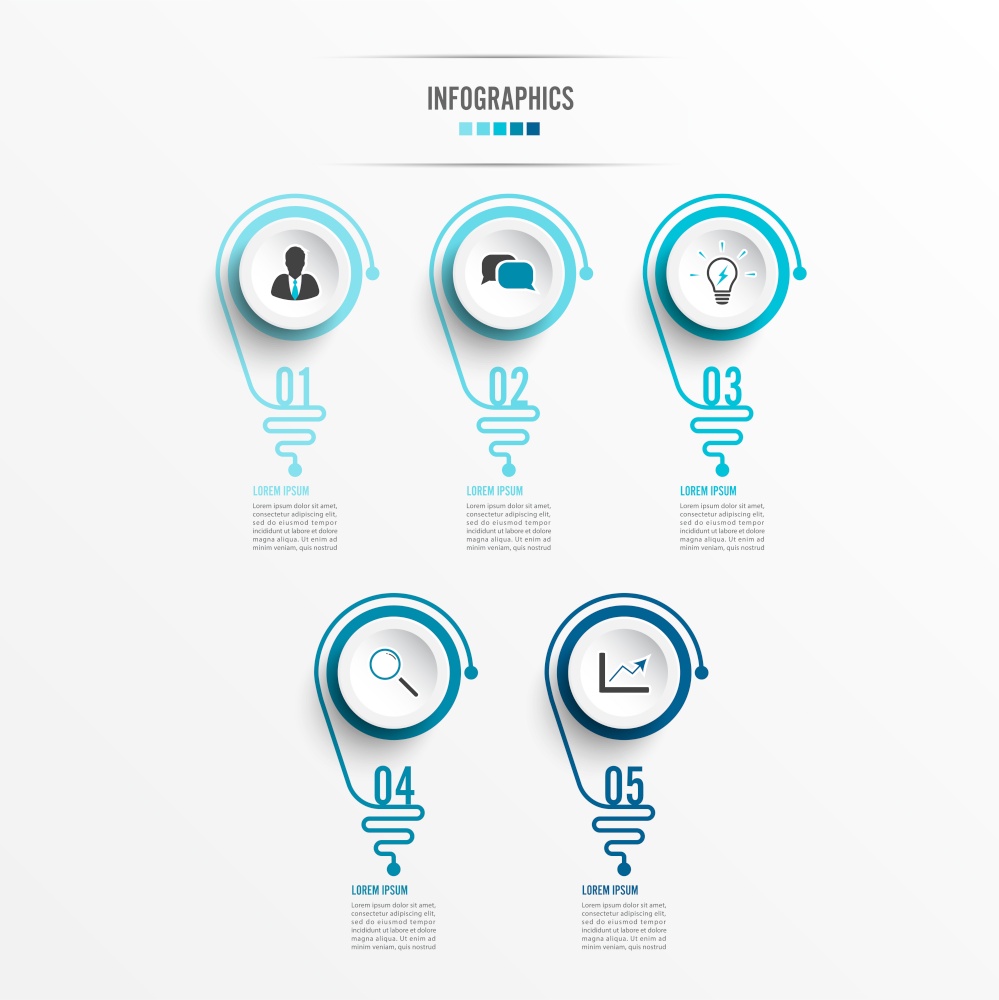 Abstract infographic with light bulb. Infographics for business presentations or information banner 5 options.