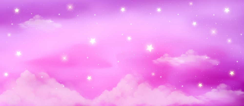 Pink pink sky with clouds and stars. Magik cute girly background. Sweet sugar backdrop. Vector wallpaper. Pink pink sky with clouds and stars. Magik cute girly background. Sweet sugar backdrop. Vector wallpaper.