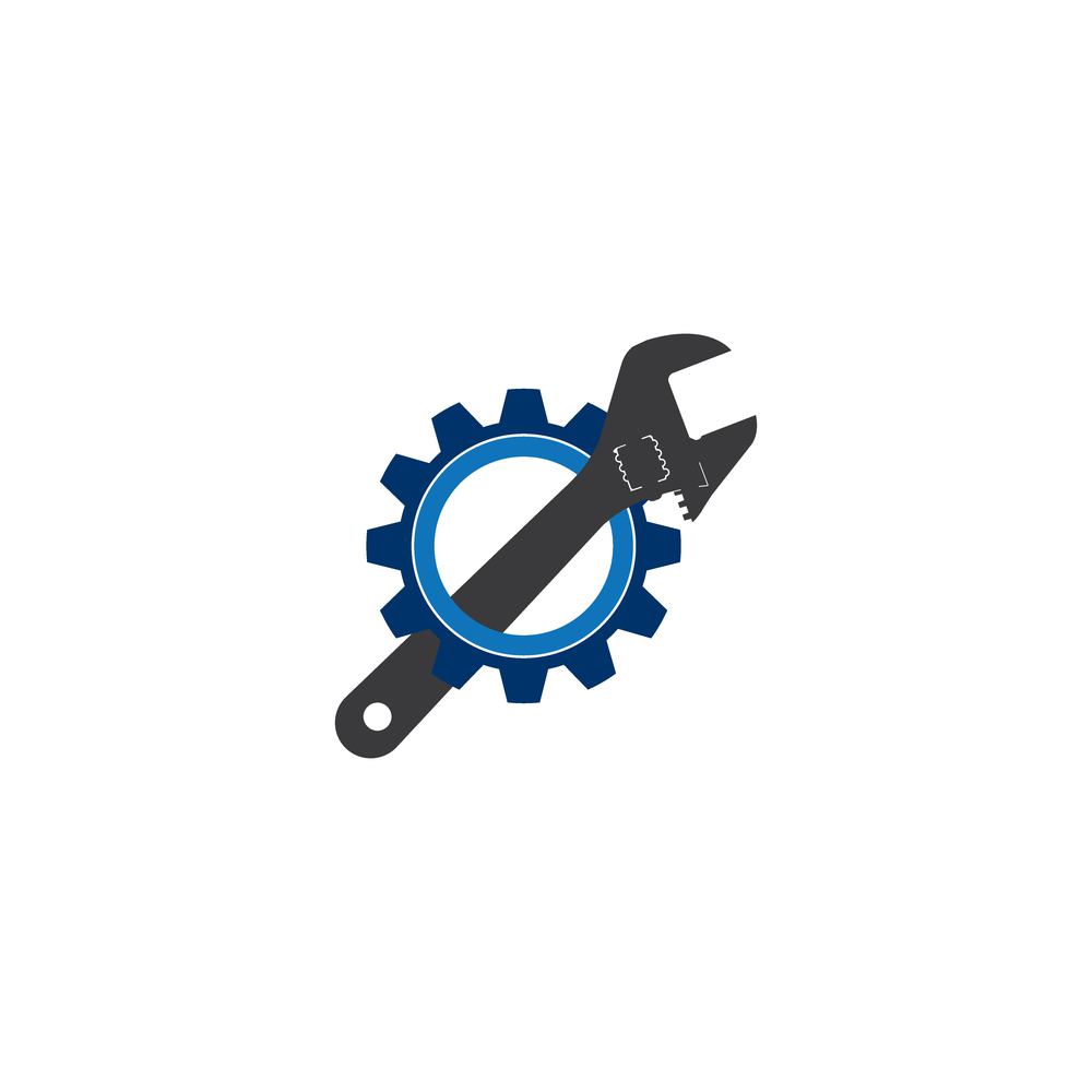 Wrench and gear logo vector illustration design template.