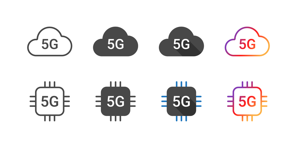 5G icons. High speed internet icons in the form of clouds. 5G technology. Vector illustration