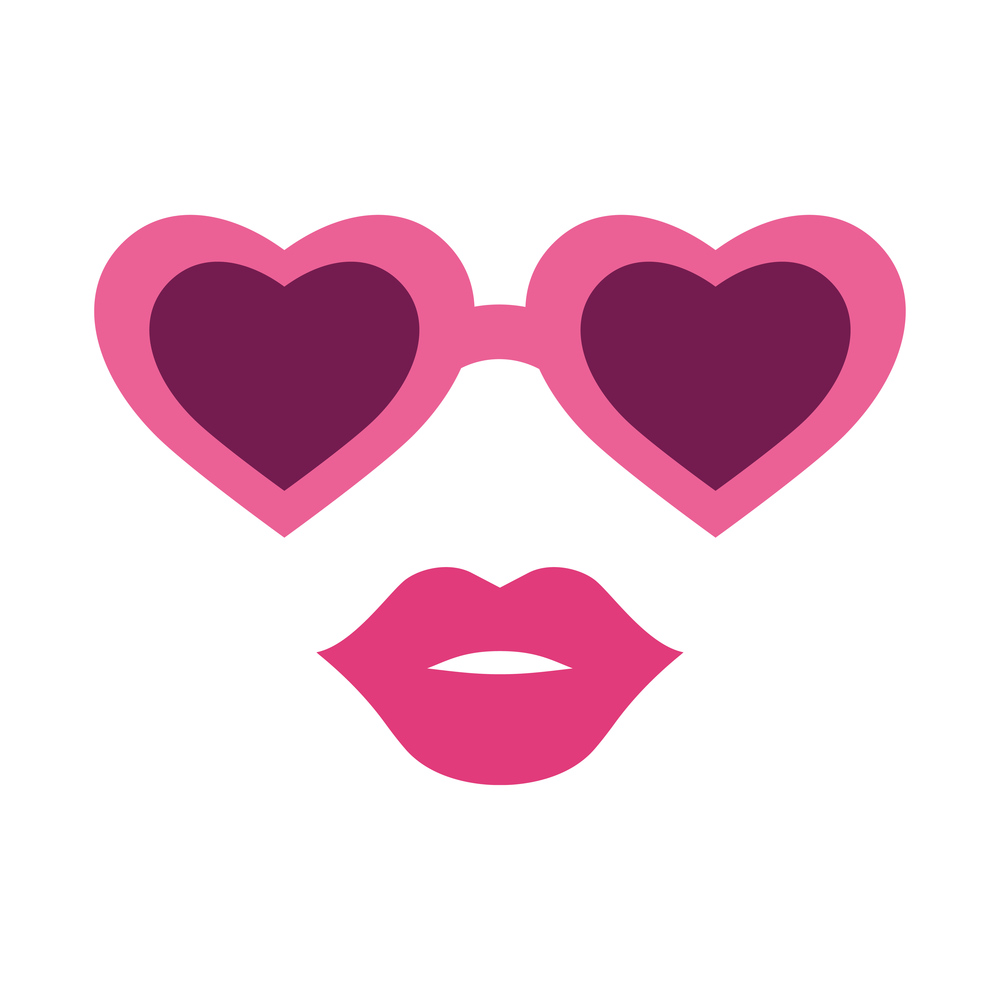 Combination heart and glasses with lips