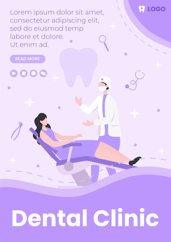 Dental Flat Design Illustration Flyer Editable of Square Background Suitable for Social media, Feed, Card, Greetings, and Web Internet Ads