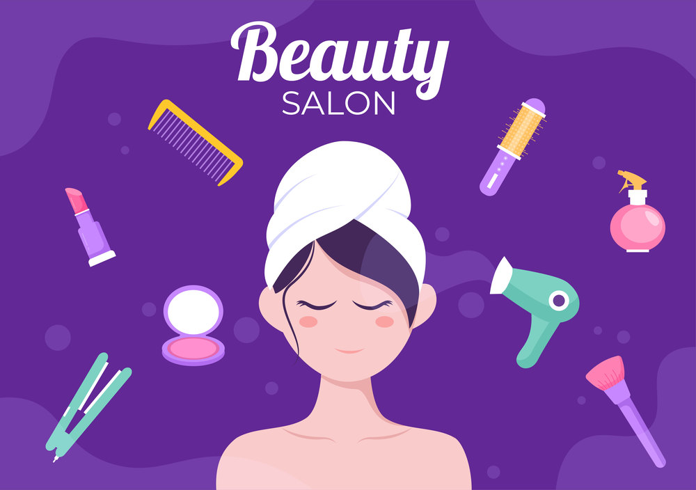 Makeup for Woman in Beauty Salon Flat Design Illustration with Cosmetics as Nail Polish, Mascara, Lipstick, Eyeshadow, Brush, Powder and Manicure Pedicure