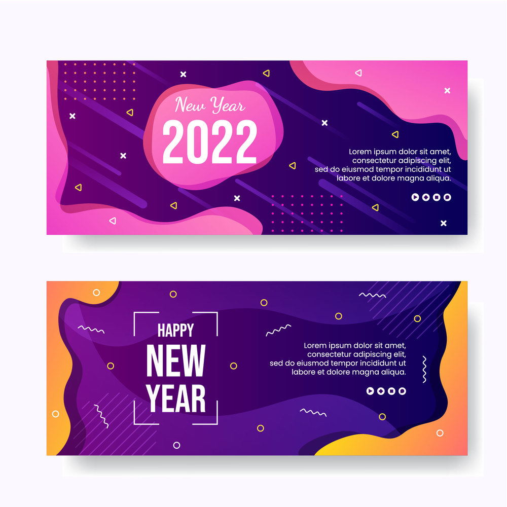 Happy New Year 2022 Banner Template Flat Design Illustration Editable of Square Background Suitable for Social media, Feed, Card, Greetings and Web Internet Ads