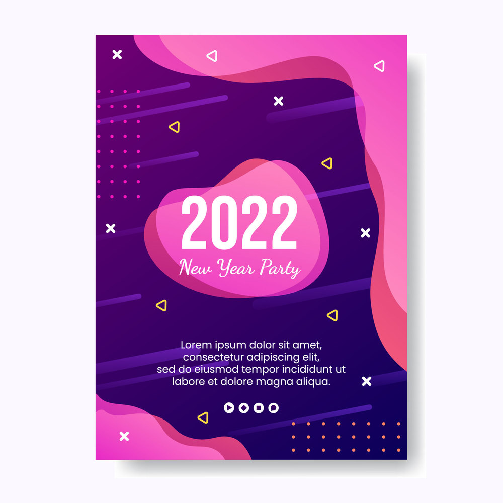 Happy New Year 2022 Poster Template Flat Design Illustration Editable of Square Background Suitable for Social media, Feed, Card, Greetings and Web Internet Ads