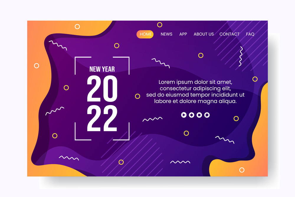 Happy New Year 2022 Landing Page Template Flat Design Illustration Editable of Square Background Suitable for Social media, Feed, Card, Greetings and Web Internet Ads
