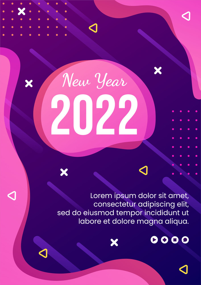 Happy New Year 2022 Flyer Template Flat Design Illustration Editable of Square Background Suitable for Social media, Feed, Card, Greetings and Web Internet Ads