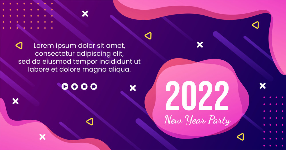 Happy New Year 2022 Post Template Flat Design Illustration Editable of Square Background Suitable for Social media, Feed, Card, Greetings and Web Internet Ads