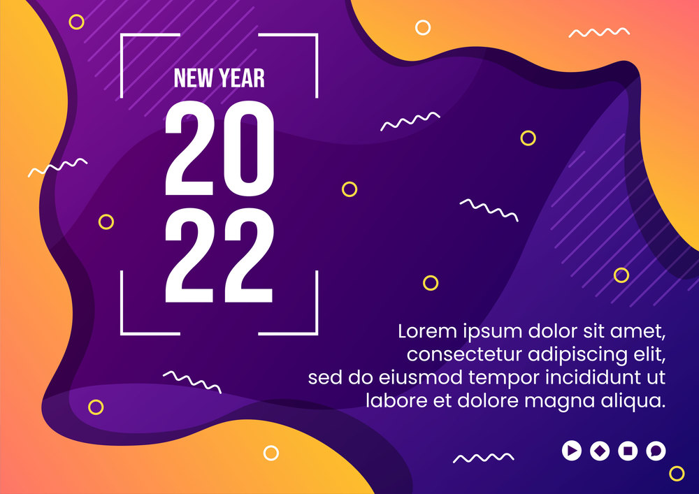 Happy New Year 2022 Brochure Template Flat Design Illustration Editable of Square Background Suitable for Social media, Feed, Card, Greetings and Web Internet Ads
