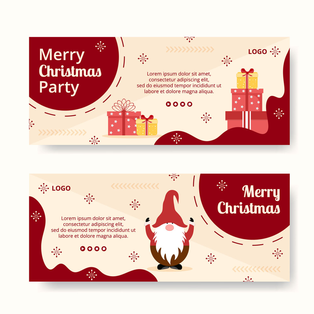 Merry Christmas Day Banner Template Flat Design Illustration Editable of Square Background Suitable for Social media, Card, Greetings and Web Internet Ads