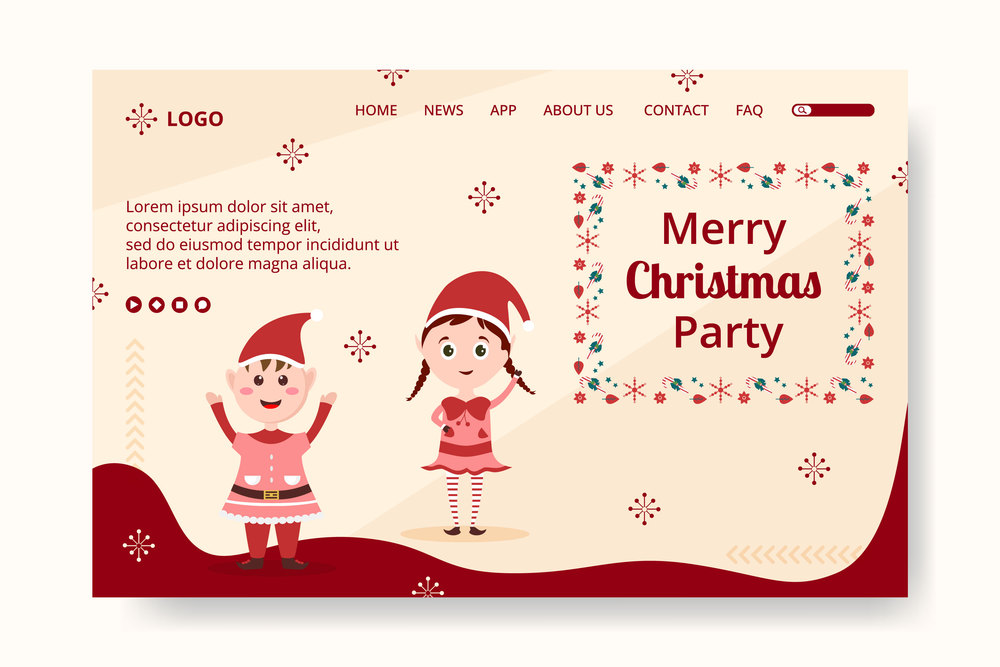 Merry Christmas Day Landing Page Template Flat Design Illustration Editable of Square Background Suitable for Social media, Card, Greetings and Web Internet Ads