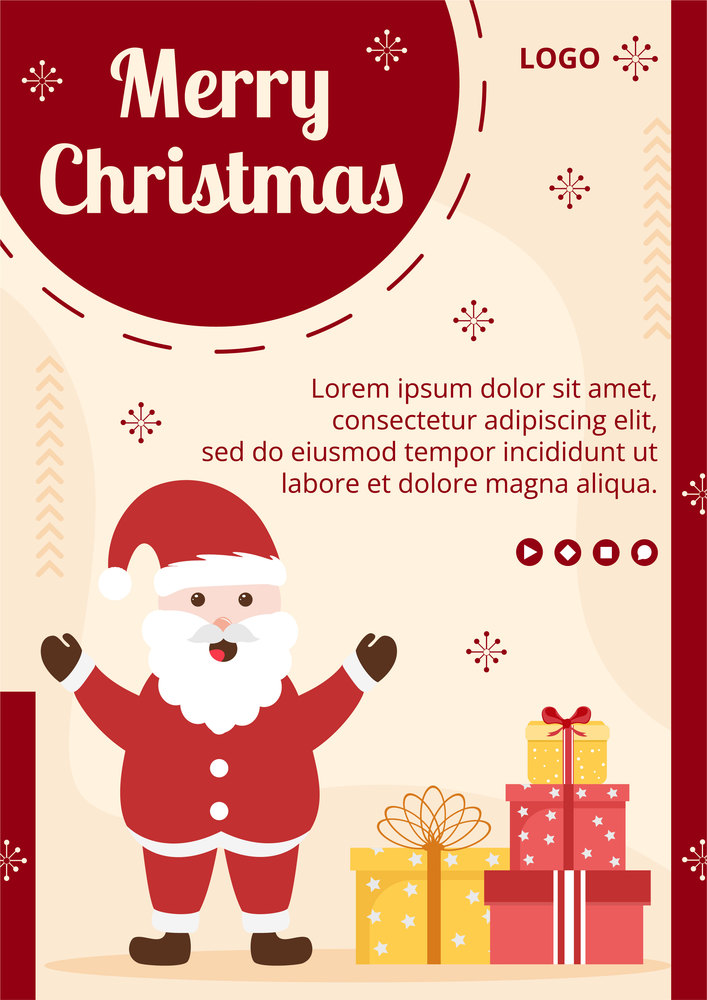 Merry Christmas Day Flyer Template Flat Design Illustration Editable of Square Background Suitable for Social media, Card, Greetings and Web Internet Ads