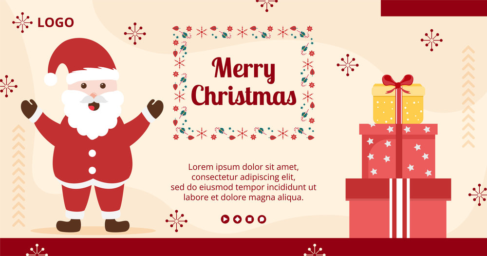 Merry Christmas Day Post Template Flat Design Illustration Editable of Square Background Suitable for Social media, Card, Greetings and Web Internet Ads