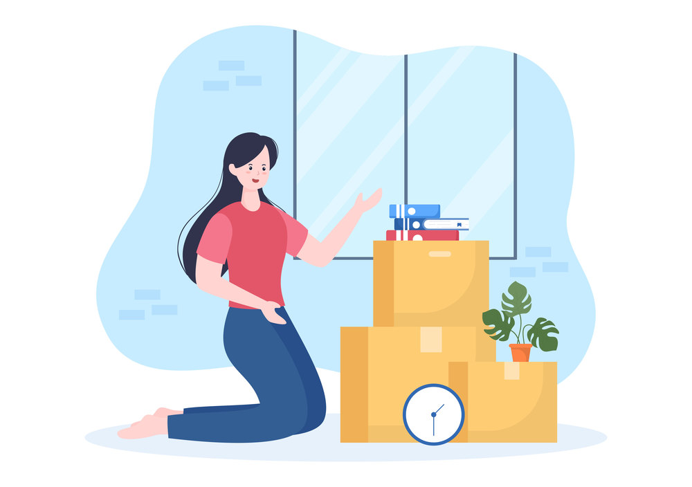Home Relocation or People Moving with Cardboard Packaging Boxes or Pack Belongings Move to New Ones in Flat Cartoon Illustration