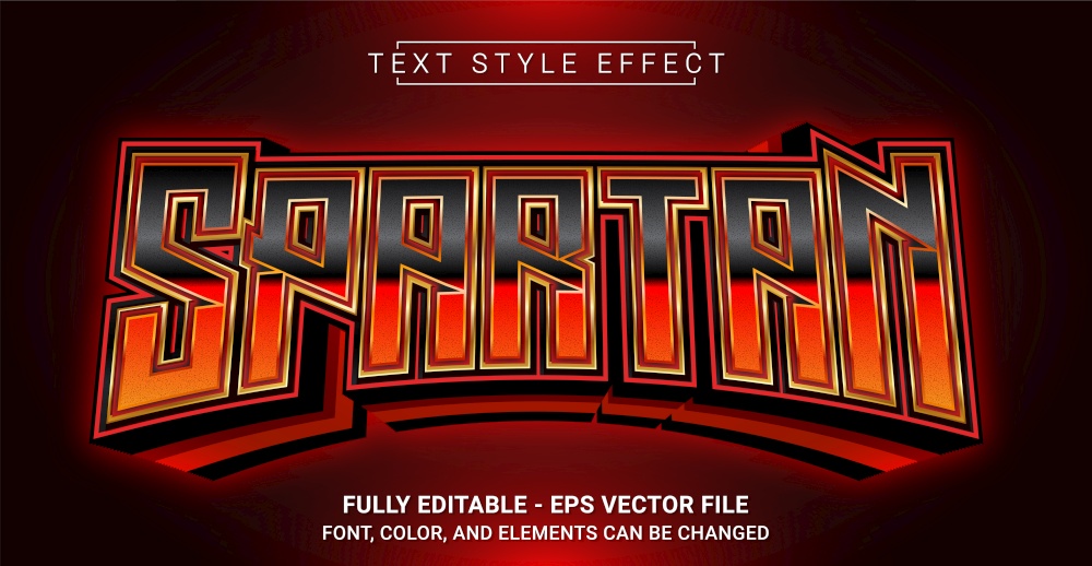 Spartan Text Style Effect. Editable Graphic Text Template.