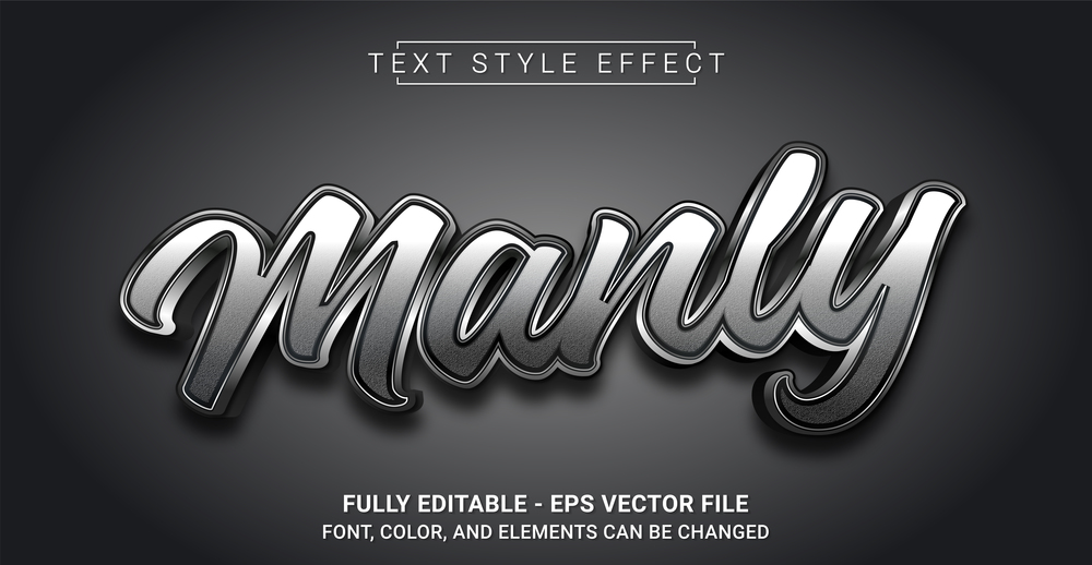Manly Text Style Effect. Editable Graphic Text Template.