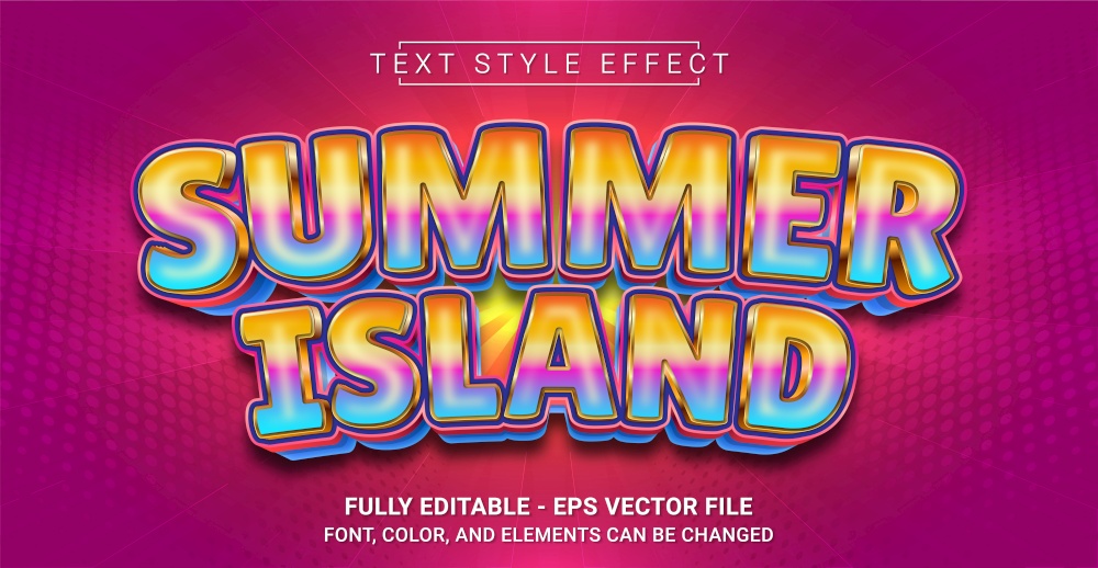 Summer Island Text Style Effect. Editable Graphic Text Template.