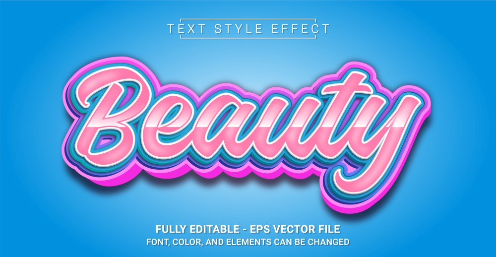 Beauty Text Style Effect. Editable Graphic Text Template.
