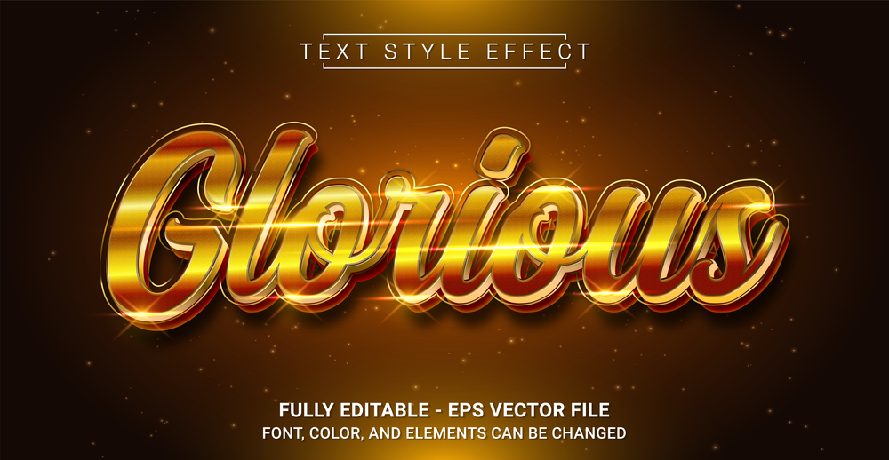 Glorious Text Style Effect. Editable Graphic Text Template.