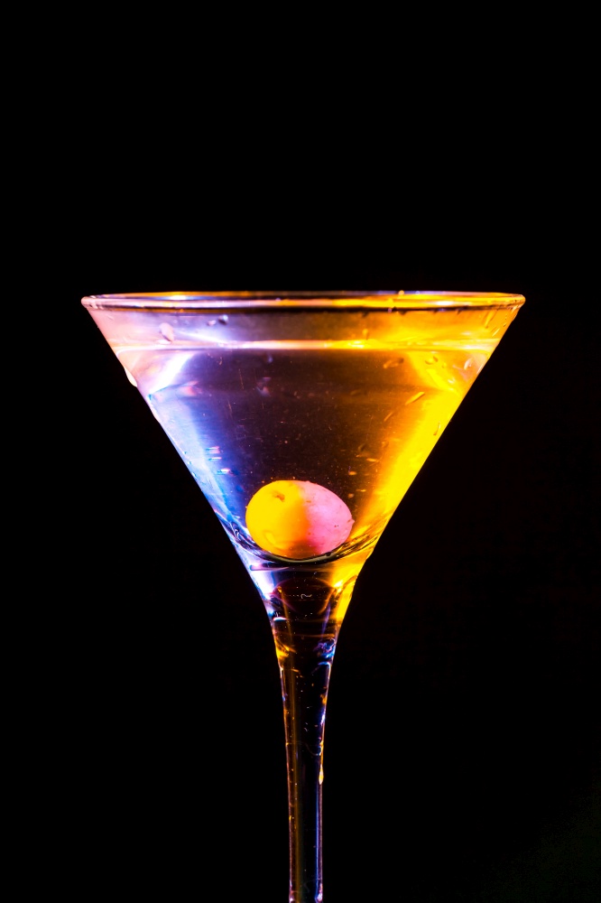 modern fresh coctail on the black background. modern fresh coctail