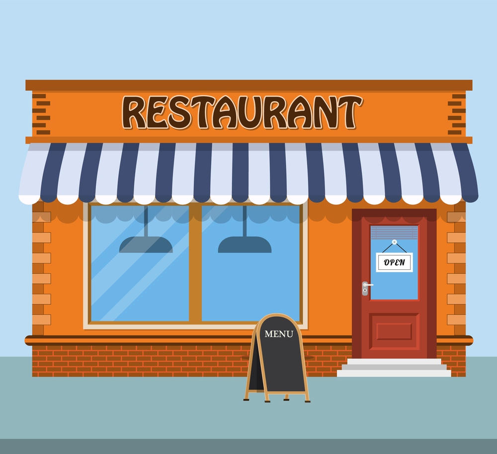 Facade of modern fast food restaurant. cafe bistro dinner coffee house concept. Vector illustration in flat style. modern fast food restaurant