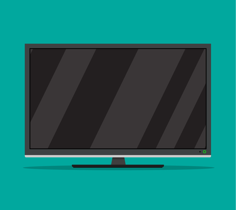 black television screen icon . led monitor display Display wide tv. Vector illustration in flat style. black television screen