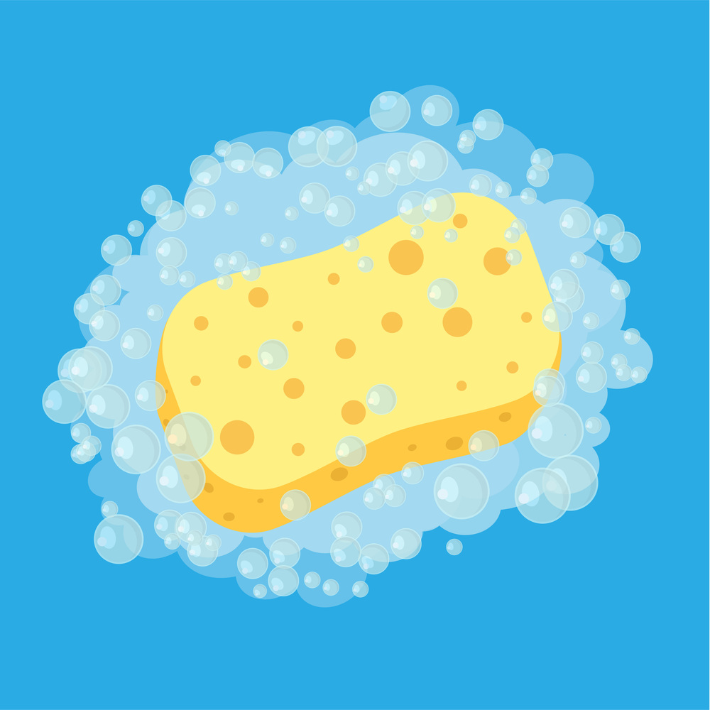 sponge foam bubbles icon. Vector illustration in flat style. sponge foam bubbles