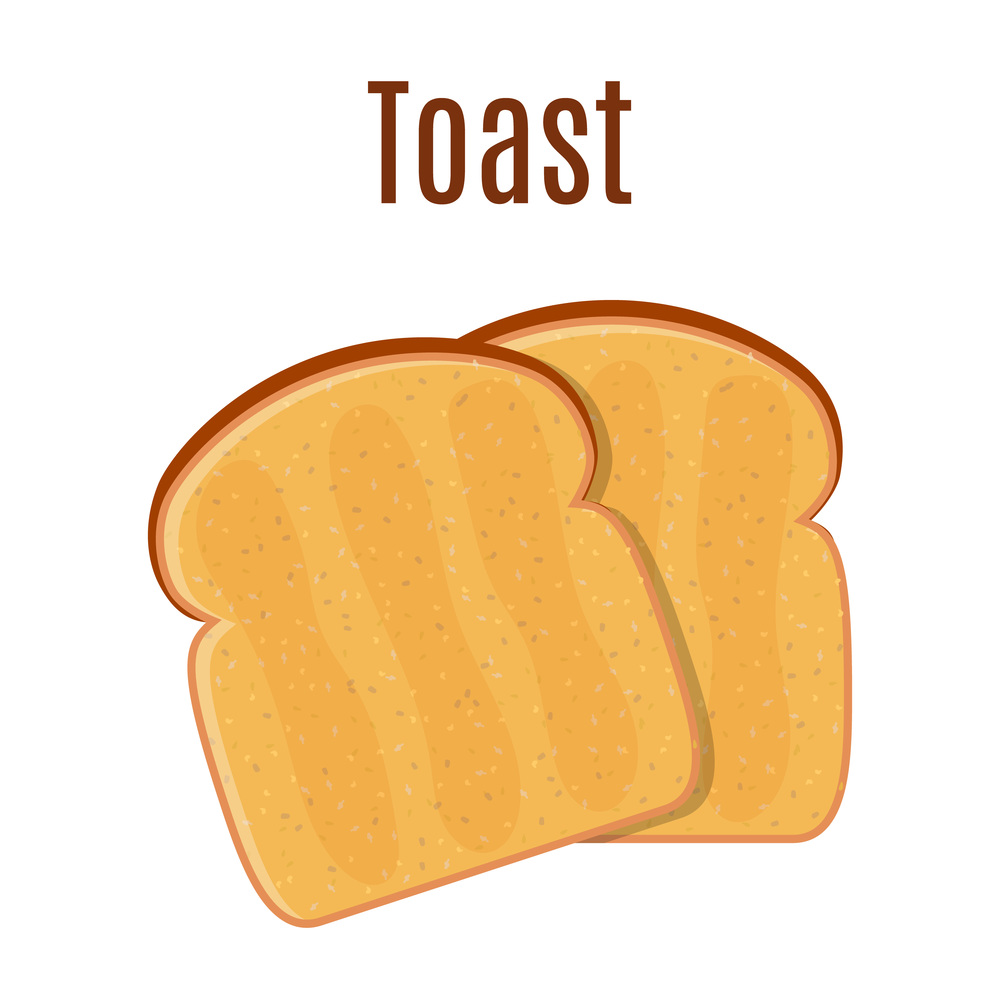 Fried bread, toast for breakfast. Made in cartoon flat style. Crouton fresh bakery. Vector illustration in flat style. Fried bread, toast for breakfast.
